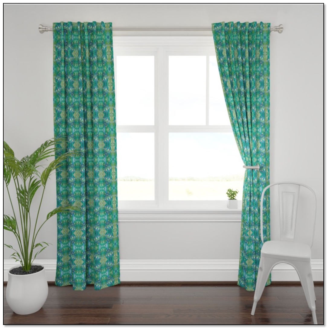 Green fractal bubble curtains by Gingezel at Roostery